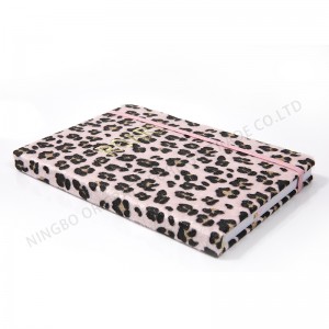 FLOCKING GLITTER ELASTIC BAND LEOPARD-PRINT NOTEBOOK