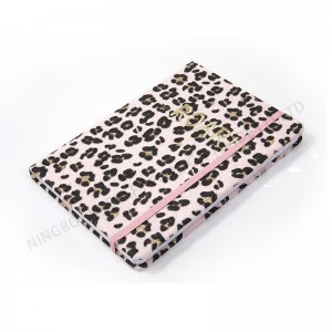 FLOCKING GLITTER ELASTIC BAND LEOPARD-PRINT NOTEBOOK